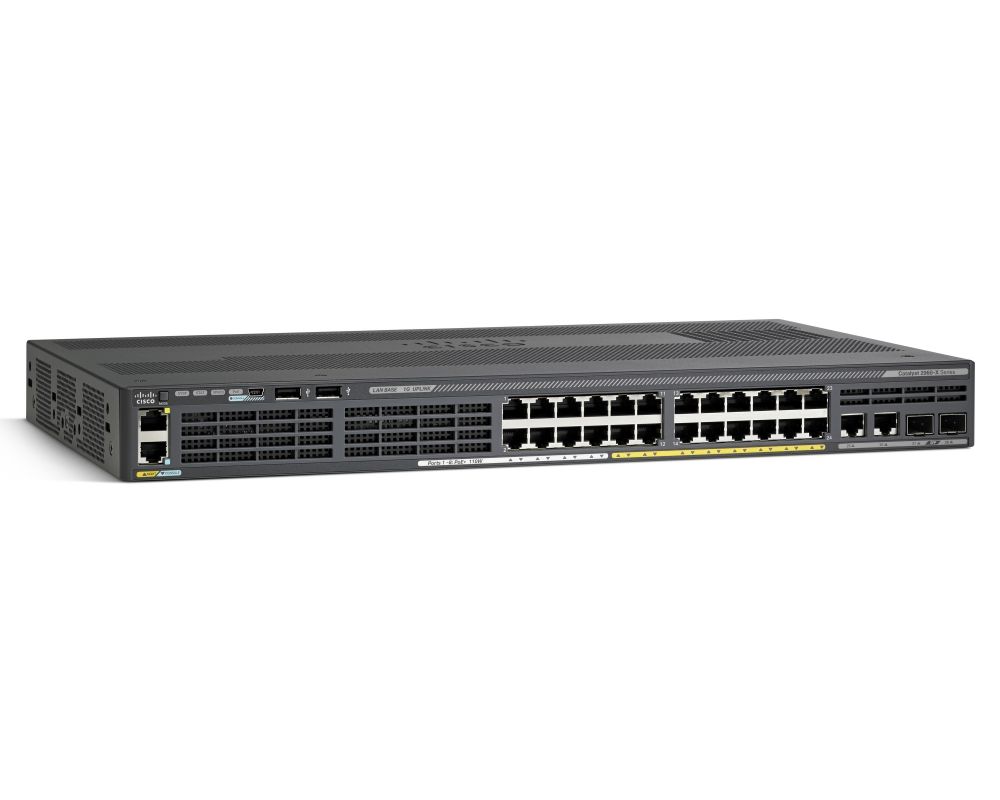 WS-C2960X-24PSQ-L Catalyst 2960-x 24 gige poe 110w, 2xsfp + 2x1gbt, lan base Cisco Santreyd  - Вид №1