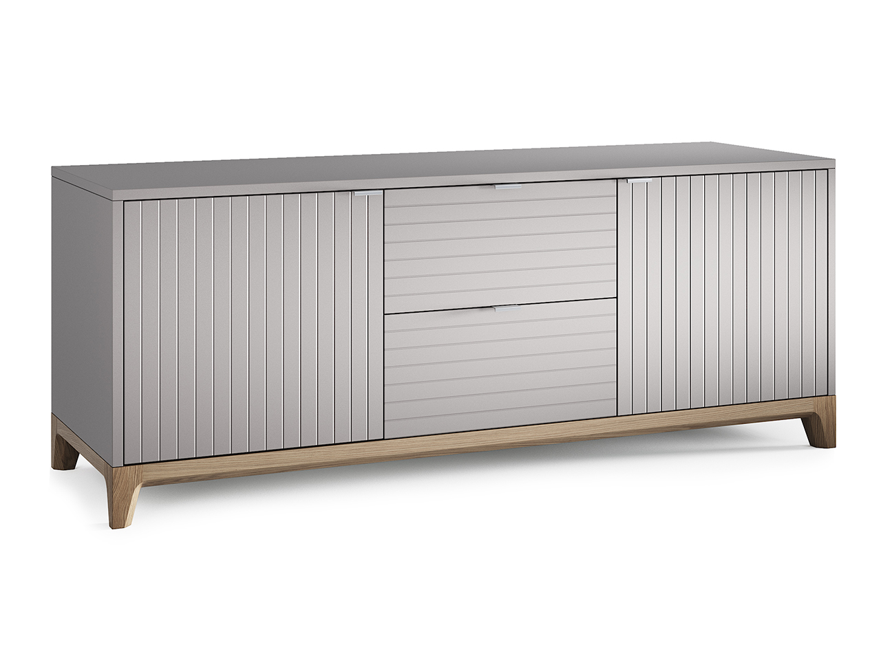 Тумба под телевизор с ящиками осветленный дуб платиновая Case THE IDEA  210252 Серый  - Вид №1