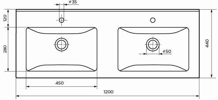 Раковина Duo 120 Polytitan 1 Marka У99050 - Вид №3