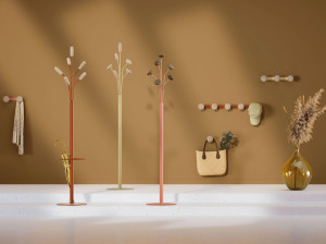 Steel and wood coat stand