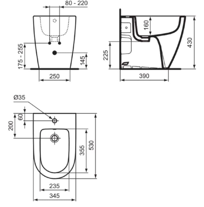 Напольное керамическое биде Ideal Standard I. life O ARCH-00082384 - Вид №4