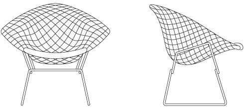 KNOLL Мягкое кресло из стали и ткани Bertoia sun-id-1498146 - Вид №3