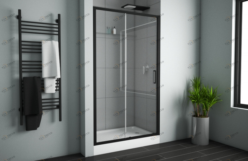 Душевая дверь в нишу одна раздвижная дверь BLACKLINE BD120.4101B bravat 