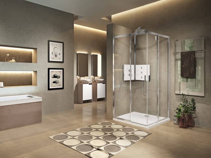 Угловая душевая кабина с раздвижной дверью Novellini Lunes ARCH-00103606