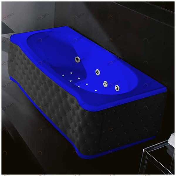 Ванна Gruppo treesse New Classic Young ATC-V674Q-SX-KC-SI синяя с гидромассажем аэромассажем и дезинфекцией прямоугольная левая чёрная кожа ATCV674QSXKCSI