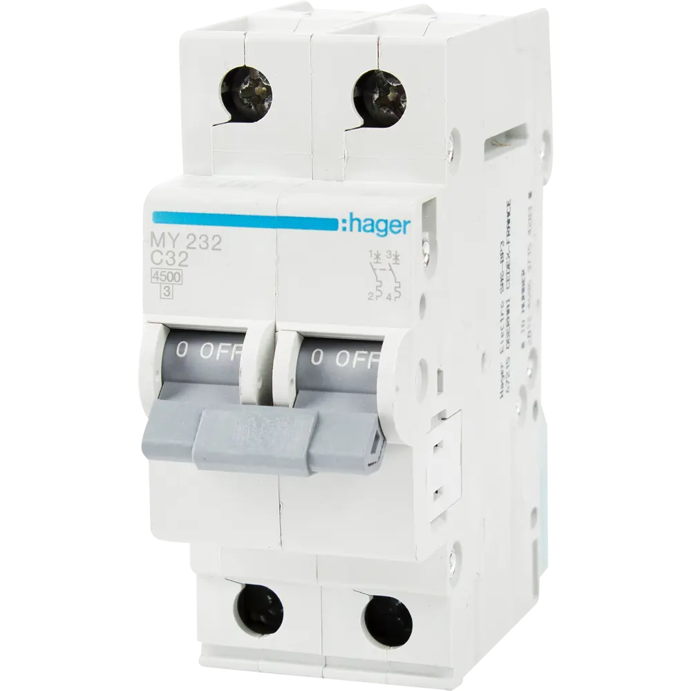 Автоматический выключатель Hager MY232 1P N C32 А 4.5 кА STLM-2046931