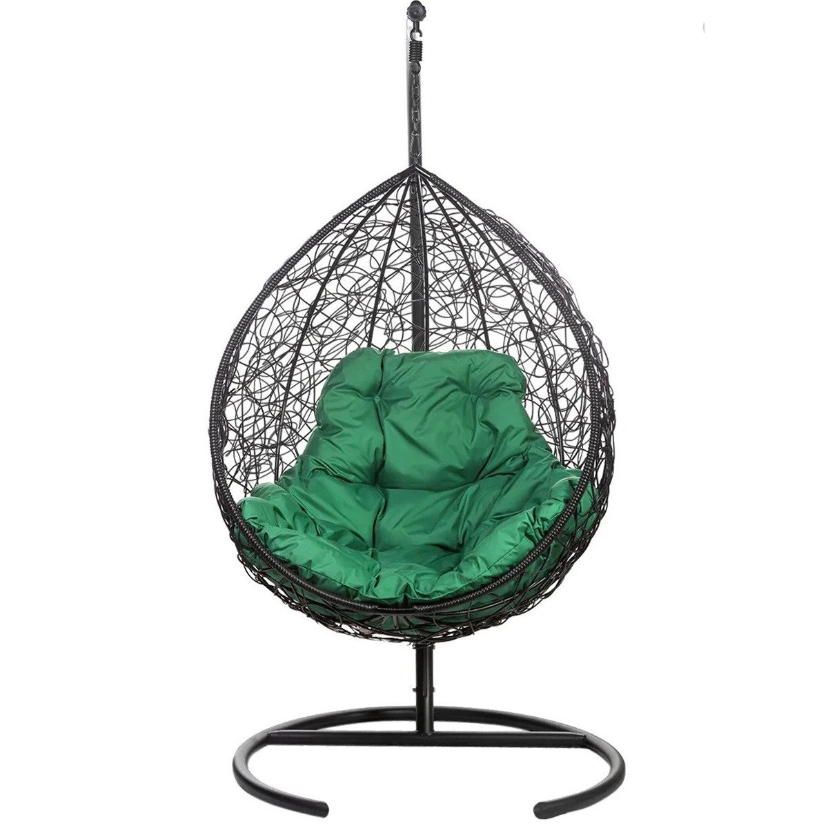 Подвесное кресло в виде капли черное с зеленой подушкой Tropica Black BIGARDEN  00-3974105 Черный  - Вид №1