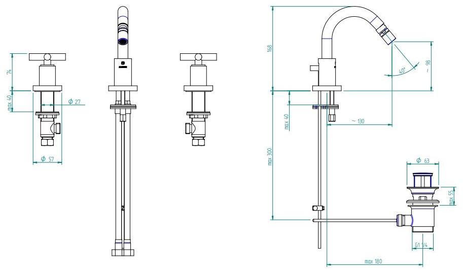 ZAZZERI Смеситель для биде с 3 отверстиями Da-da sun-id-1464874 - Вид №1