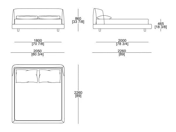 Двуспальная кровать из ткани с мягким изголовьем MisuraEmme VIRGIN ARCH-00033478 - Вид №5