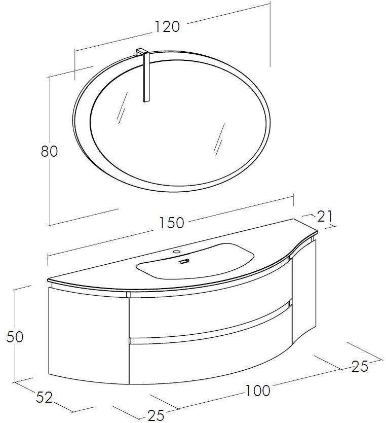 LEGNOBAGNO Подвесная тумба под умывальник из HPL с зеркалом Freedom curvo sun-id-1456831 - Вид №3