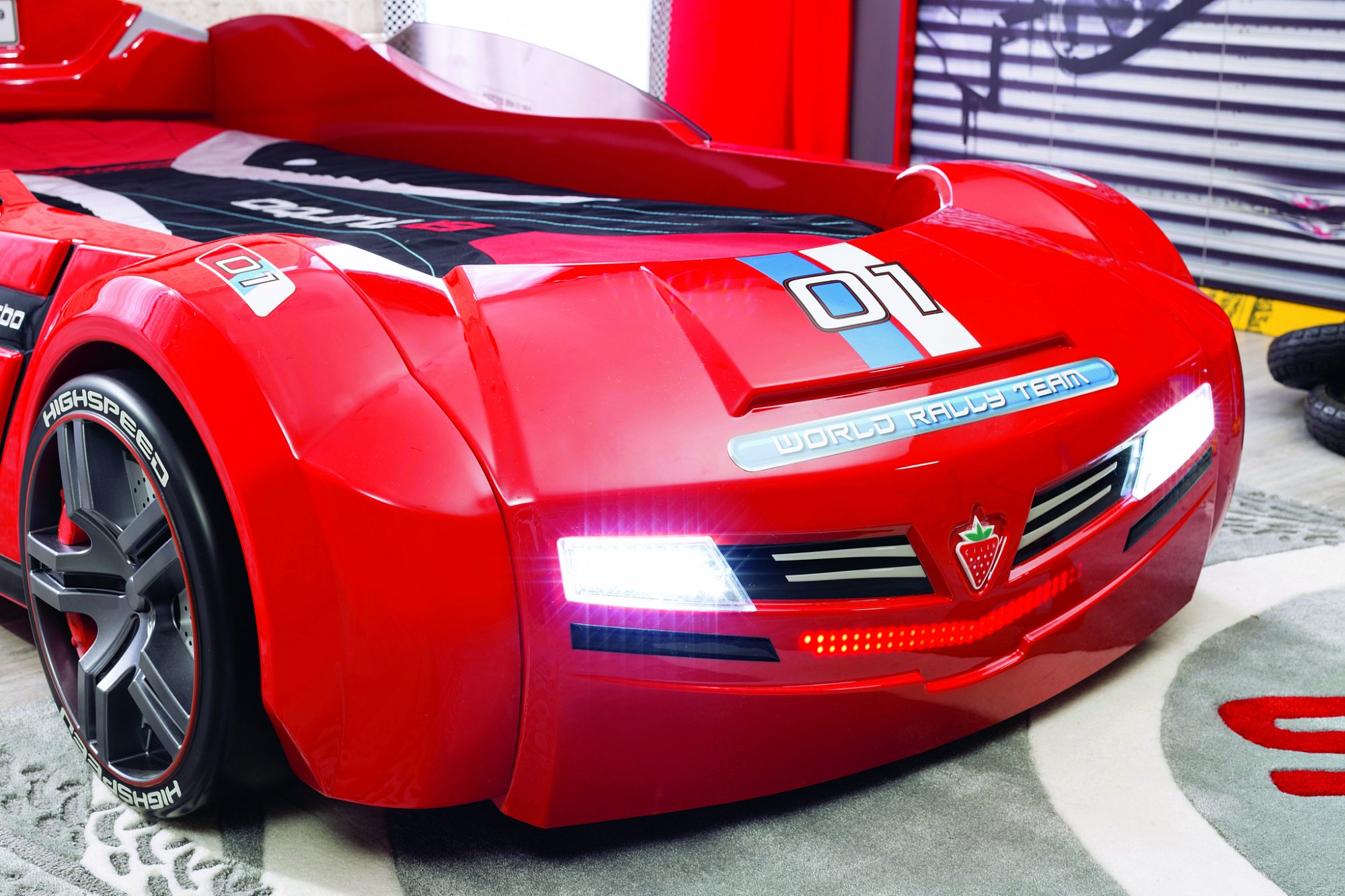 Кровать-машина с подсветкой 90х195 см красная BiTurbo CILEK CHAMPION RACER 00-3832321 Красный Santreyd  - Вид №3