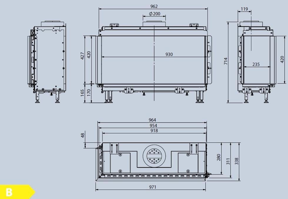 Element4 Угловой газовый камин из стали с панорамным остеклением sun-id-1384150 - Вид №5