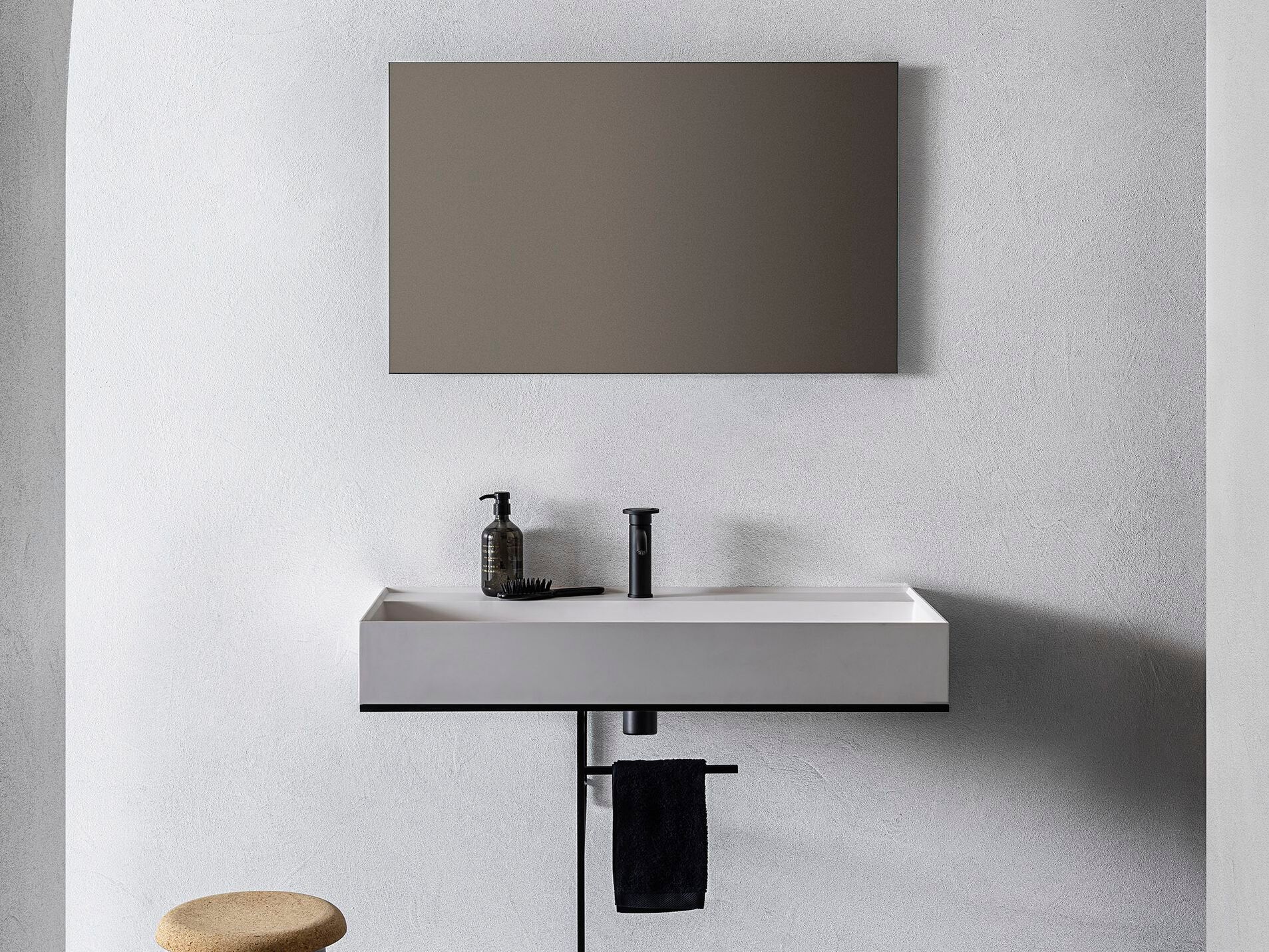 Одинарный прямоугольный умывальник из композитного материала с держателем для полотенец Pirovano Element ARCH-00143946