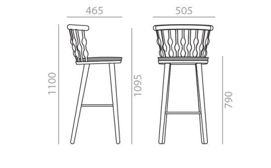 Высокий стул из бука с мягким сиденьем Andreu World Nub ARCH-00003962 - Вид №1