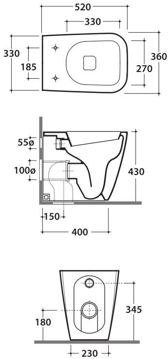 St004/002/001-ss002 Приставной унитаз напольный Белый Ceramica Globo STONE Италия - Вид №9