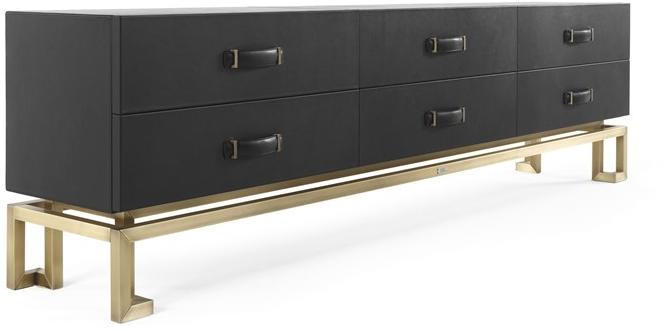 Gianfranco Ferré Home Тумба под ТВ с ящиками из металла и кожи Trafalgar sun-id-1424059 - Вид №1