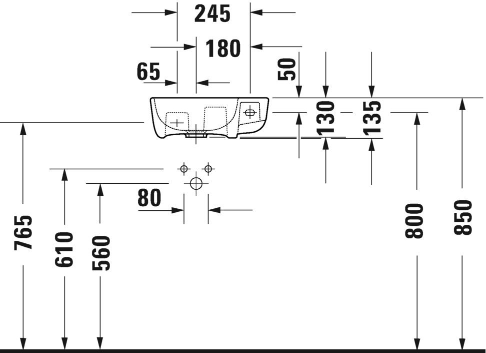 0717400000 Подвесная раковина настенная овальная Duravit ME BY STARCK - Вид №2
