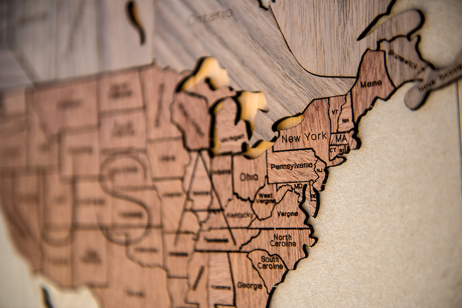 19-18 Карта-пазл wall decoration exclusive 150х90 см европейский дуб, африканское сапеле, американский оре Mimi  - Вид №2