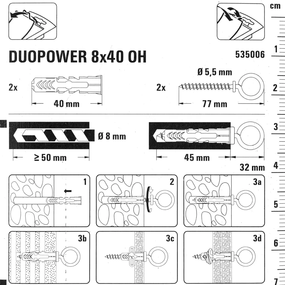 Дюбель для всех типов стен Duopower 8x40 мм крюк-кольцо цвет серый/красный 2 шт FISCHER STLM-2043312 - Вид №3