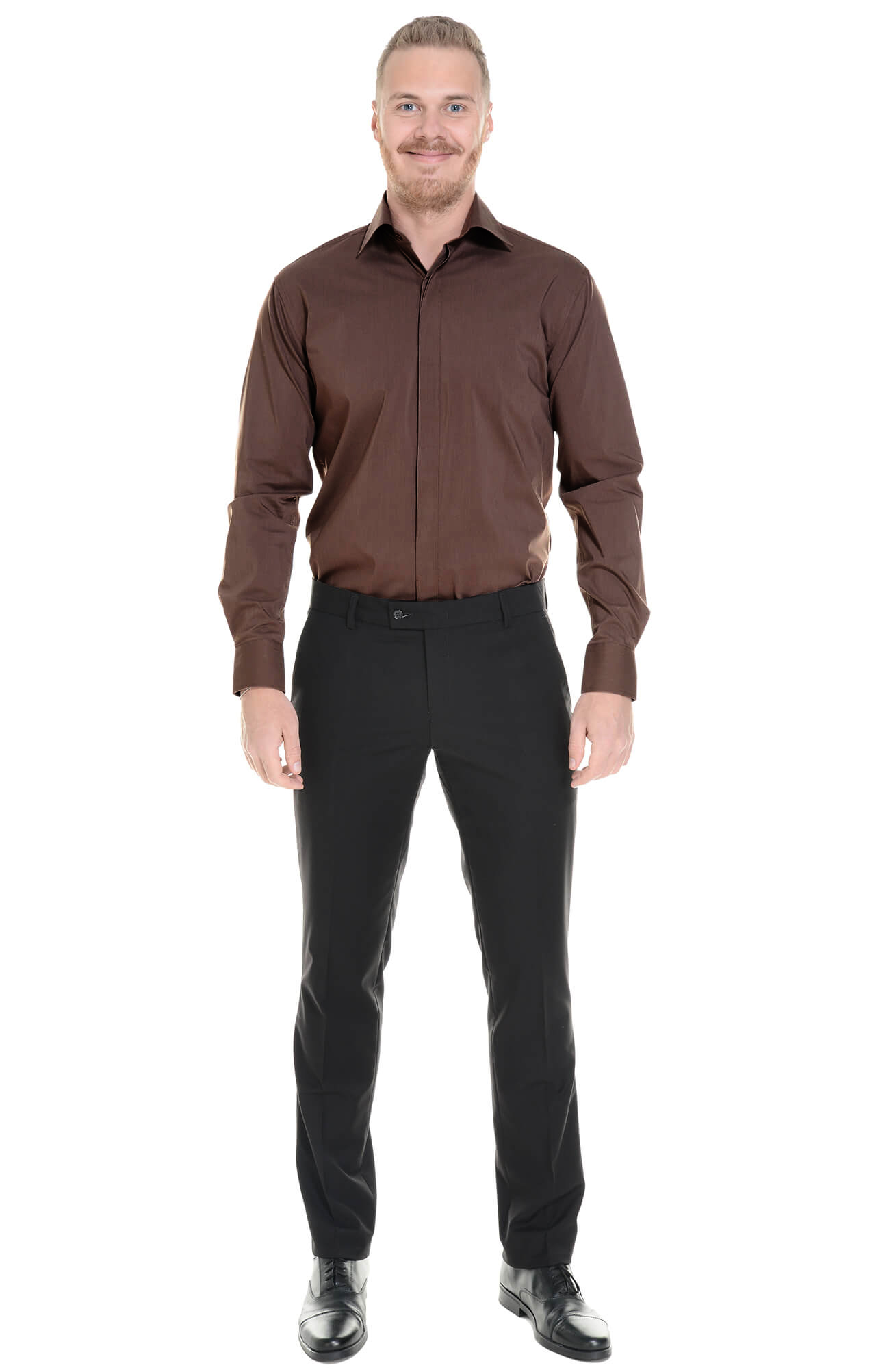 5030103 Рубашка мужская  chocolate El-Risto  Корпоративная одежда  размер 45/182-188  - Вид №2