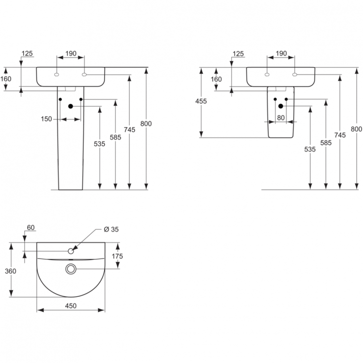 E796801 Раковина 45 см Ideal Standard CONNECT - Вид №4