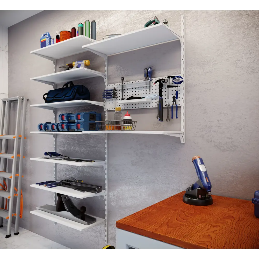 Полка сетчатая Spaceo 80x30 см нагрузка до 20 кг сталь цвет белый STLM-2041019 - Вид №5