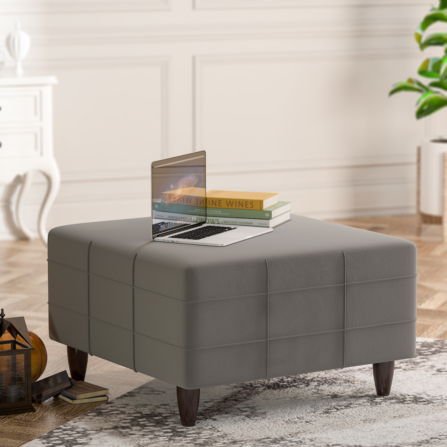91073487 Пуф 60x42x68 см цвет серый STLM-0469769 ISMAT DECOR