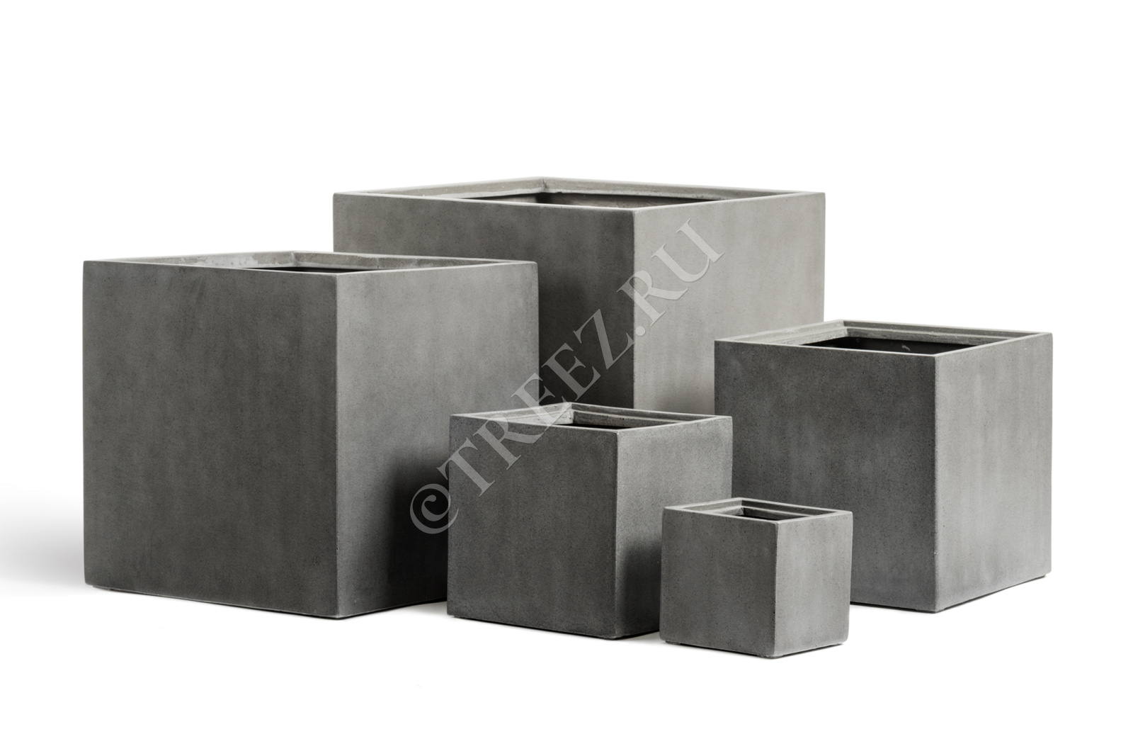 41.3317-02-005-GR/XL-20 Кашпо  Effectory - серия Beton - Куб (без вставок) - Тёмно-серый бетон Цветочная коллекция 