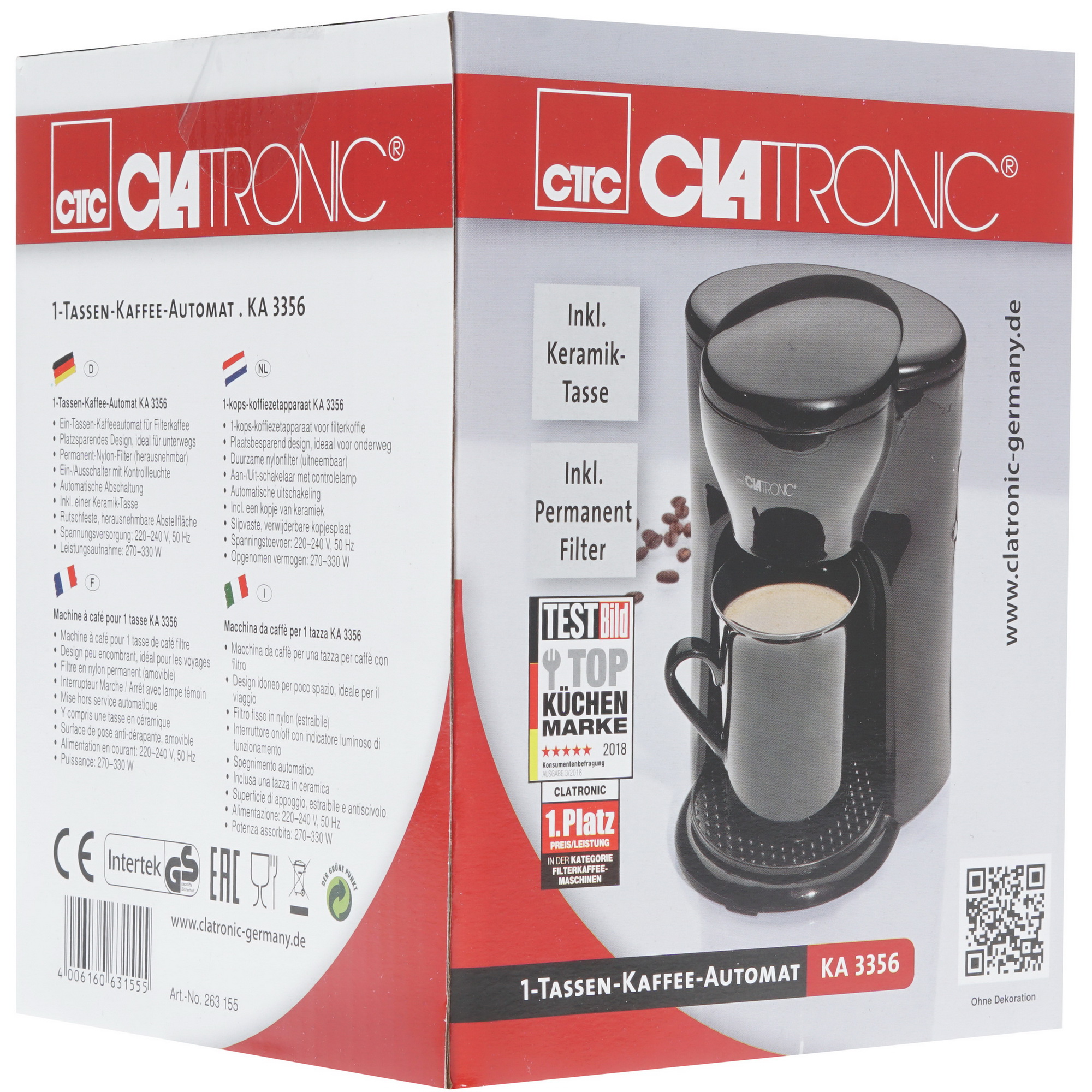 7932881 Кофеварка капельная Clatronic KA 3356 черный STDN-0007235 - Вид №8