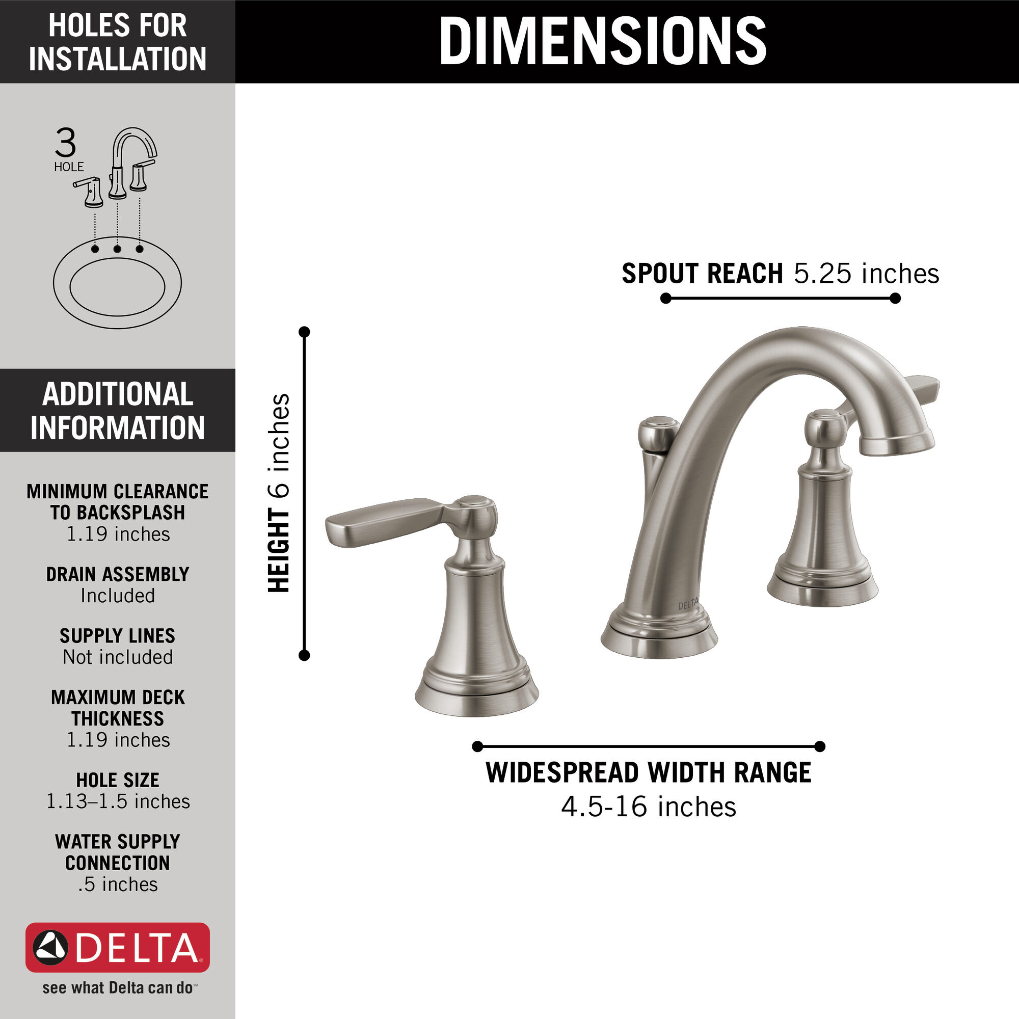 Смеситель для ванной Delta Faucet 3532LF-SSMPU - Вид №1