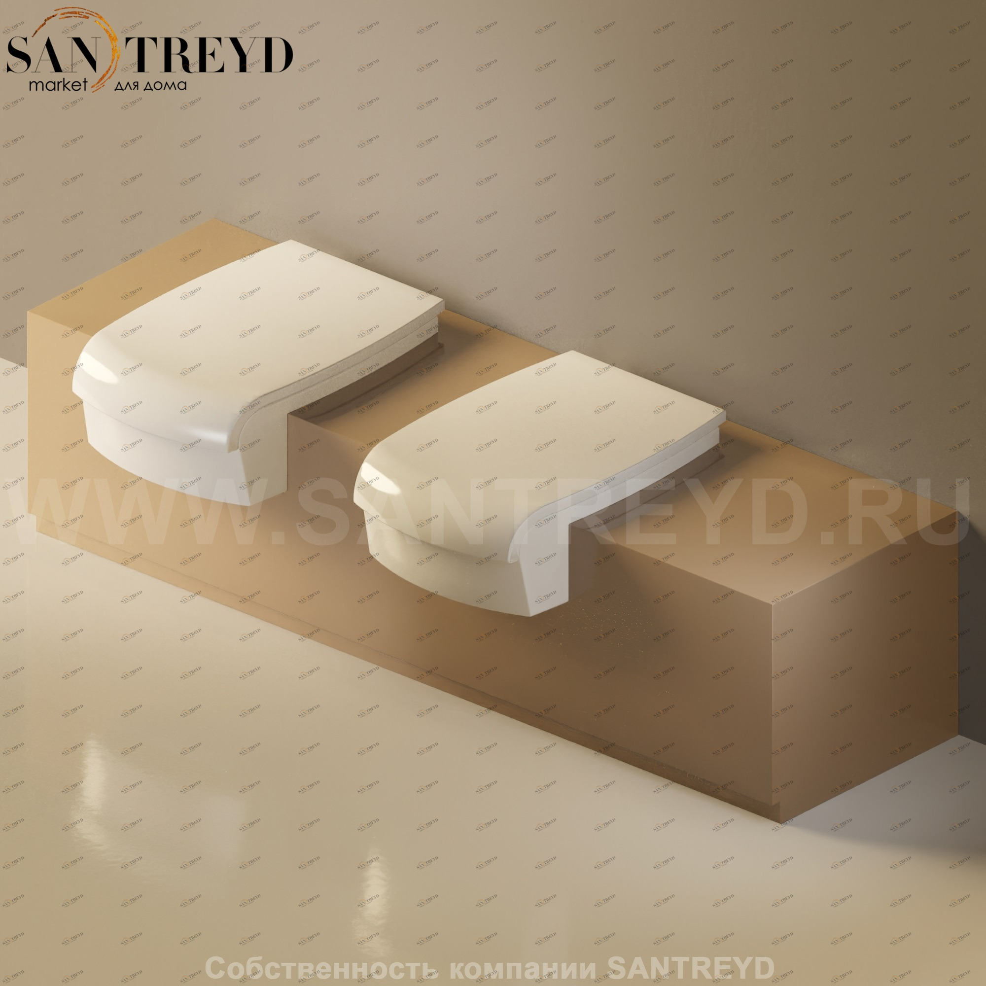 Flaminia UNA Консоль для унитаза и биде от 200 до 240 см коричневая UNA240WB.7503 Ceramica Flaminia UNA240WB7503