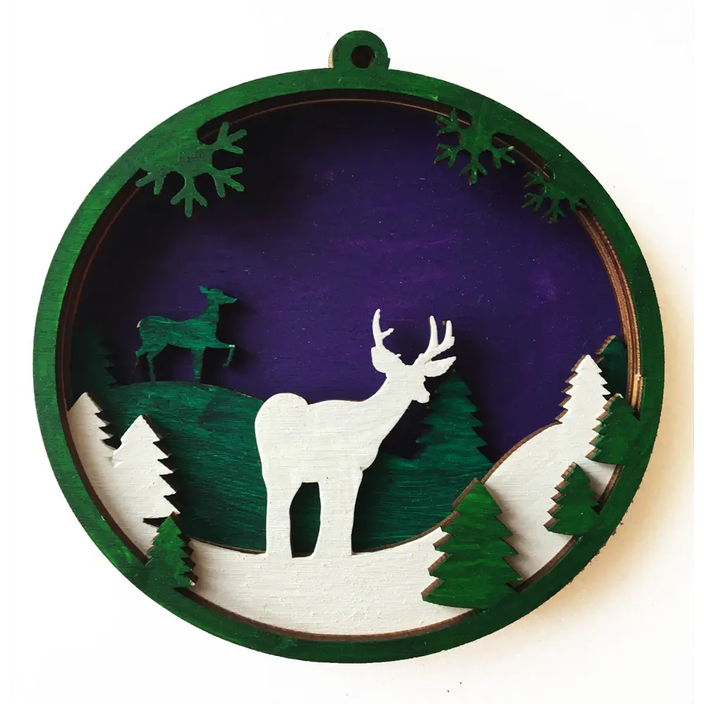 Набор для творчества Елочная игрушка Олень в лесу 10x10 см дерево Santreyd STLM-2064806
