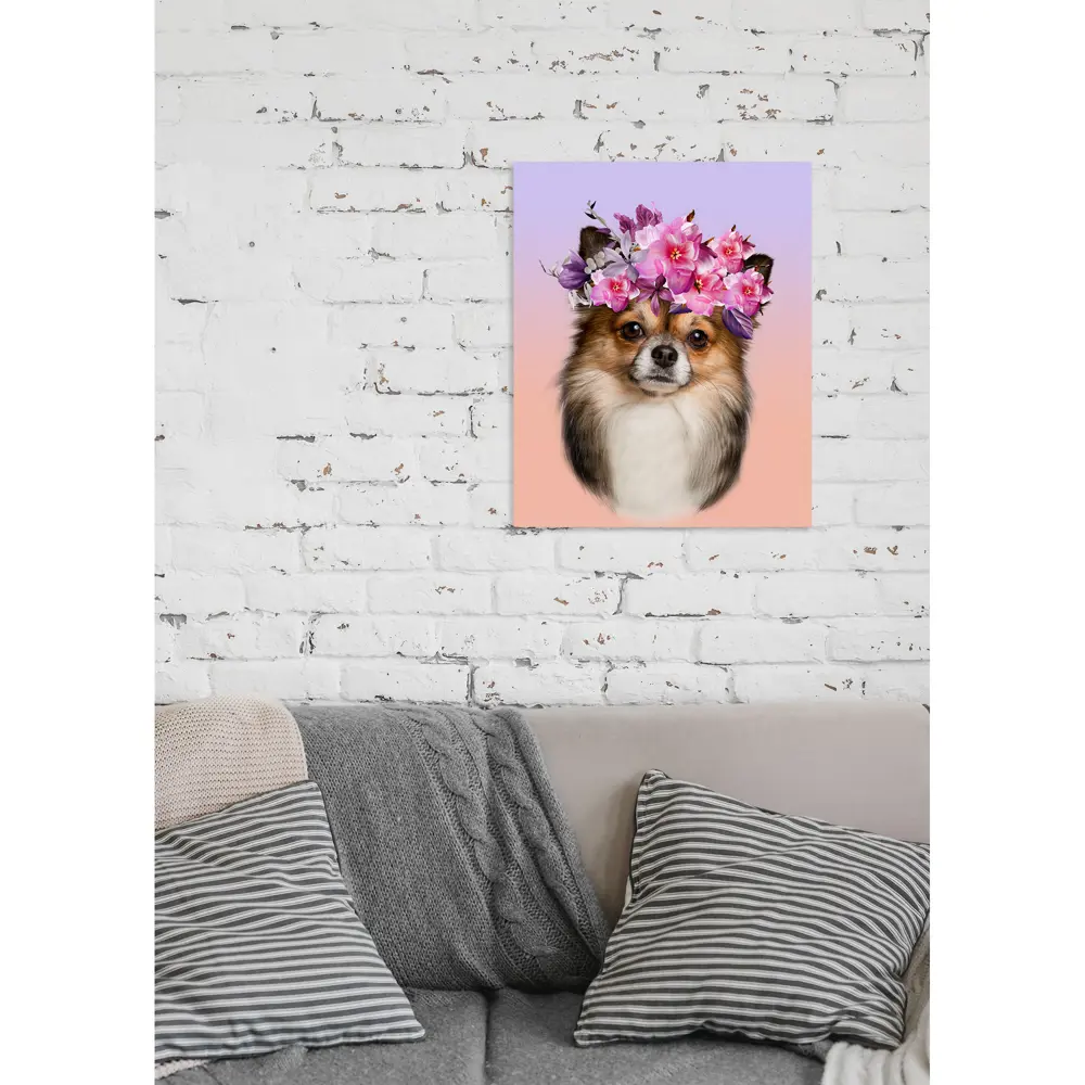 Картина на холсте Собачка с цветами 40х50 см Santreyd STLM-2176940 - Вид №4
