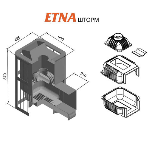 Печь для бани Этна Шторм 24 (Панорама) с закрытой каменкой 4672 - Вид №1