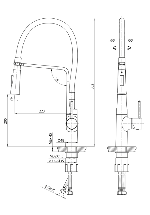 1382006 Кухонный Смеситель Verge Black Без Посудомоечной Машины ... Hafa  Черный  - Вид №1