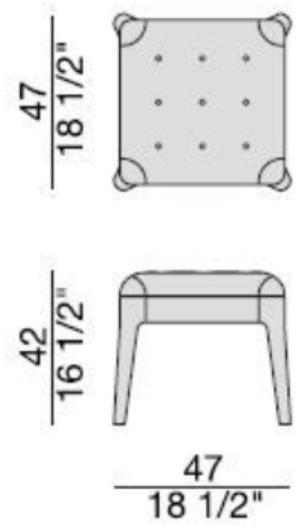 Porada Низкий стеганый табурет из ткани Iron sun-id-1365315 - Вид №2