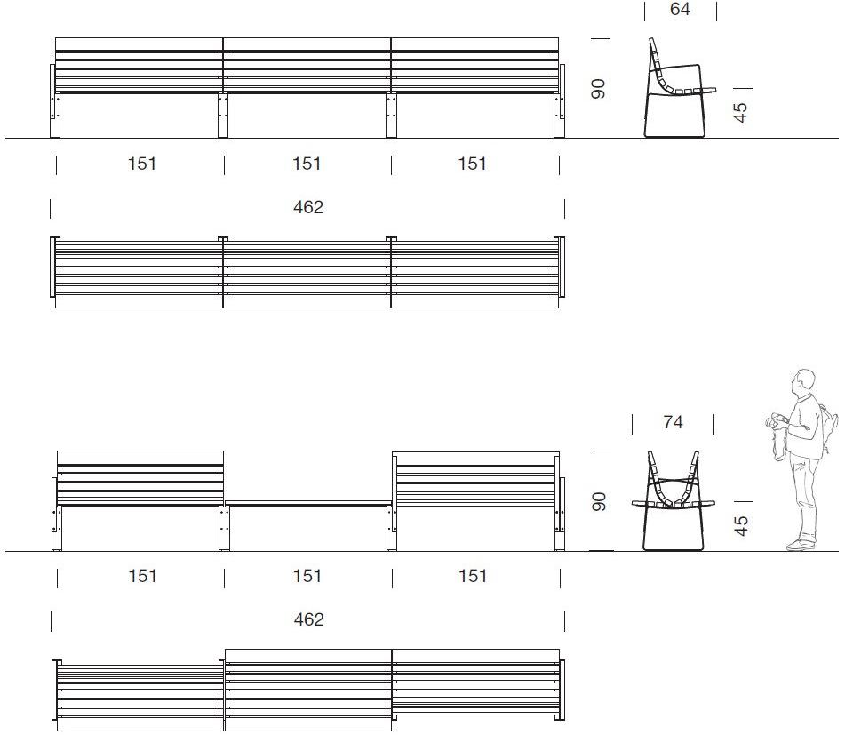 URBIDERMIS Скамья из массива дерева с подлокотниками со спинкой Bilateral sun-id-1494406 - Вид №6
