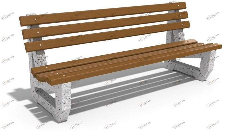 ENCHO ENCHEV - ETE Скамейка из бетона и дерева со спинкой  6 