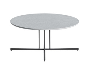 Низкий круглый журнальный столик из натурального камня и металла