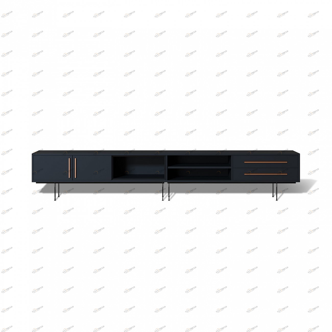 Тумба под телевизор с двумя ящиками 53х276 см черная Slim BRAGIN DESIGN TUBE 00-3862367 Черный