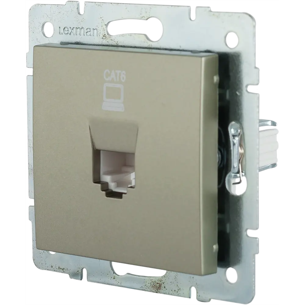 Розетка компьютерная встраиваемая Lexman Виктория RJ45, цвет матовая шампань STLM-2085455 - Вид №2