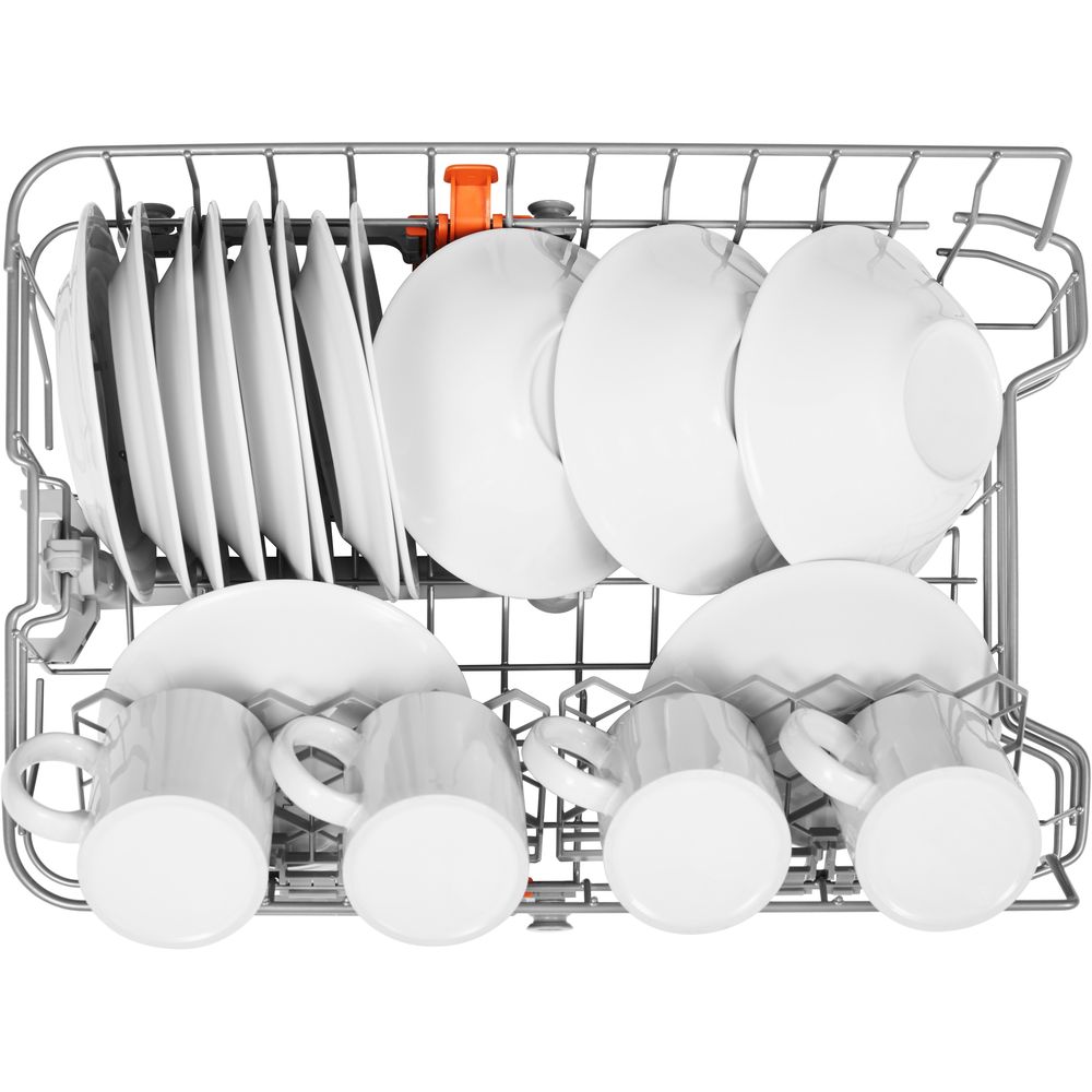 HSIE 2B0 C Встраиваемые посудомоечные машины/ узкая, 10 комплектов, 5 программ, коллекторный мотор, конфигурация корзины basic, третья корзина для столовых приборов, расход воды 11,5 литров, уровень шума 51 дб(а), защита от протечек Hotpoint-Ariston Santreyd  - Вид №1