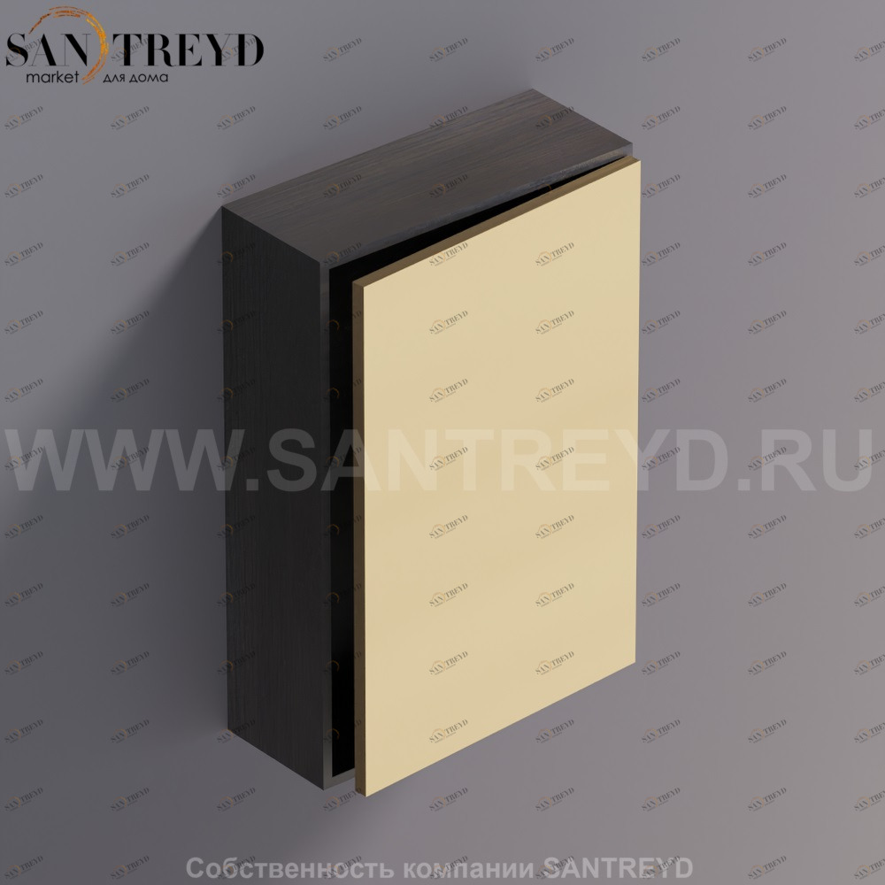 LIFT Модульный шкаф 60 см с правой дверью на доводчиках. Модули могут располагаться горизонтально и вертикально. Отделка: темный дуб и бронза. AMOB051NRRWDX Agape