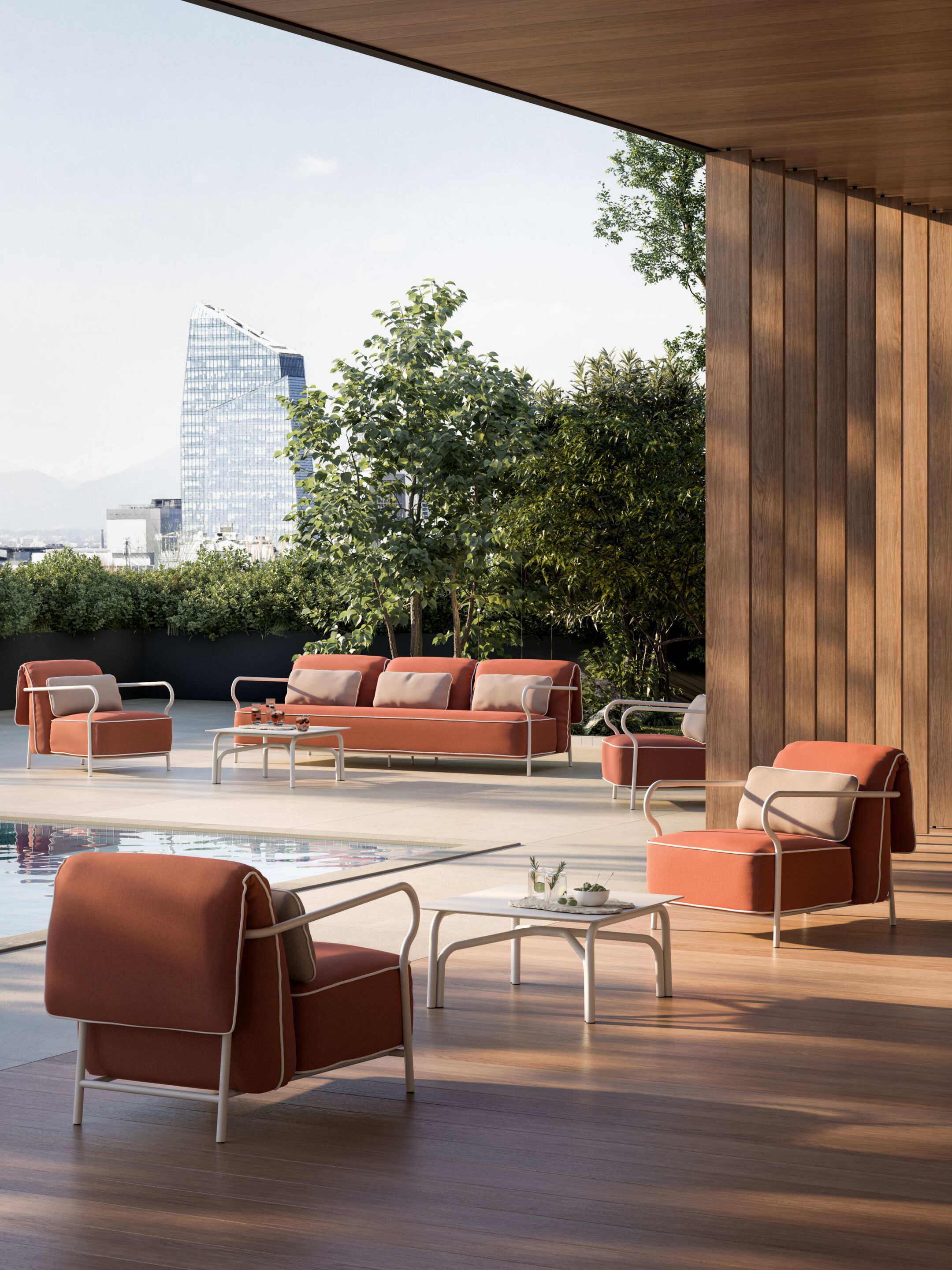 Алюминиевый низкий круглый садовый столик Unopiù Salò ARCH-00027939 - Вид №6