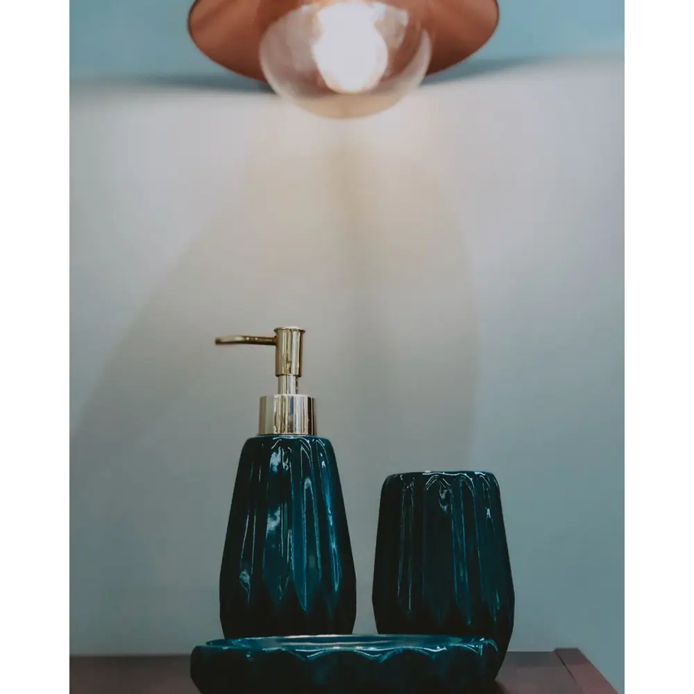 Стакан для зубныx щеток Emerald керамика изумрудный PROFFI HOME STLM-2037537 - Вид №4