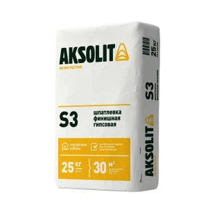 Шпатлевка гипсовая финишная Aksolit S3 25 кг 89337668 STLM-2181041