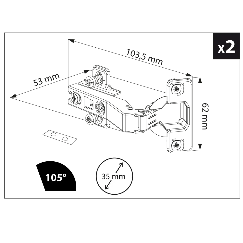Комплект петель 105 градусов KONSENSA сталь 2 шт STLM-2202983 - Вид №5