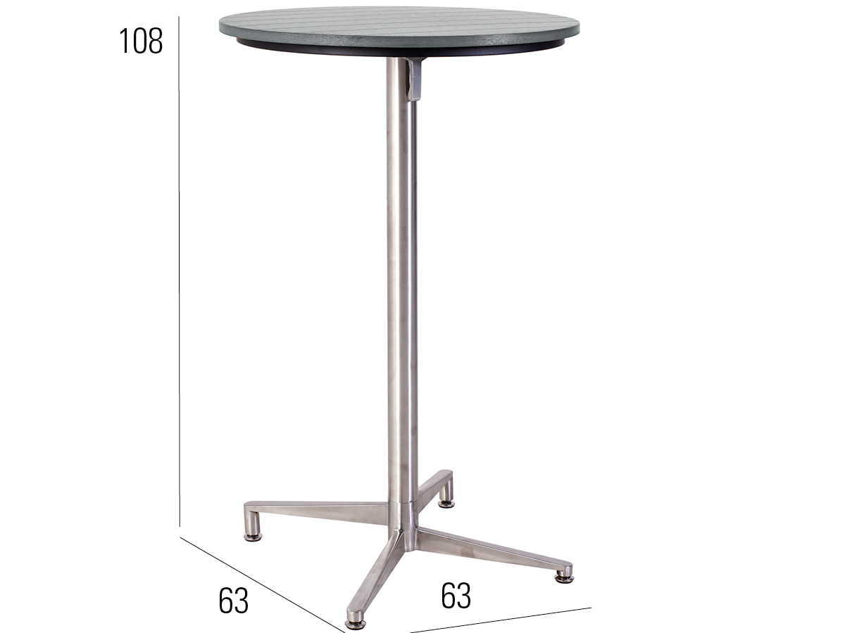 76.00.0074 Стол Победы Tradition Resysta Stone серый 70 круглый + Бистро высокий каркас стола нержавеющая сталь складной Mbm Victory - Вид №1