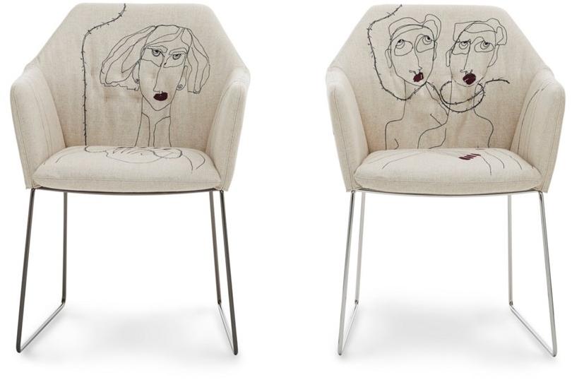 Saba Italia Тканевый стул на санках с подлокотниками New york sun-id-1362757 - Вид №3