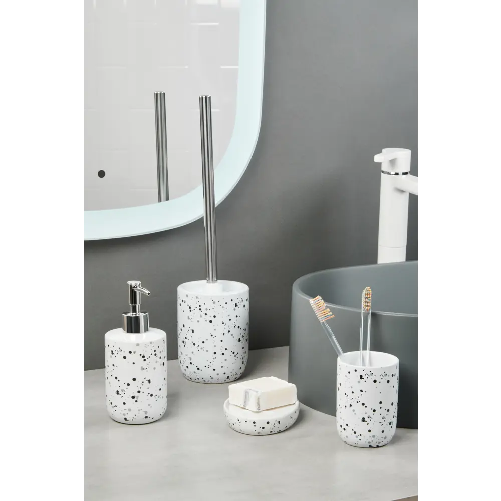 Стакан для зубныx щеток Splash керамика белый/чёрный SWENSA STLM-2153555 - Вид №2